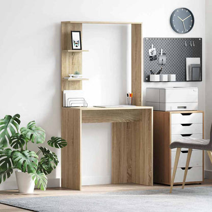 vidaXL Desk Sonoma Oak Engineered Wood 78.5 x 37 x 154.5 cm 1