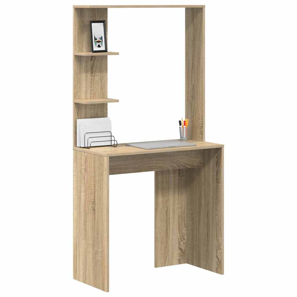 vidaXL Desk Sonoma Oak Engineered Wood 78.5 x 37 x 154.5 cm 3