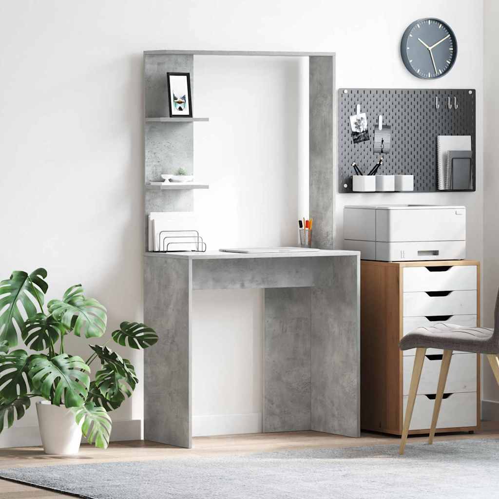 vidaXL Desk Concrete Grey Engineered Wood 78.5 x 37 x 154.5 cm 1