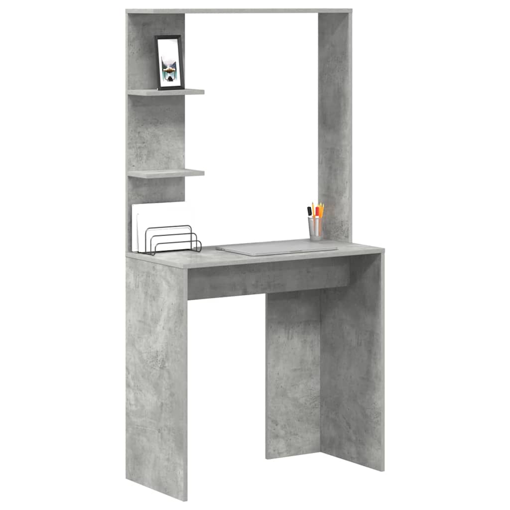 vidaXL Desk Concrete Grey Engineered Wood 78.5 x 37 x 154.5 cm 3
