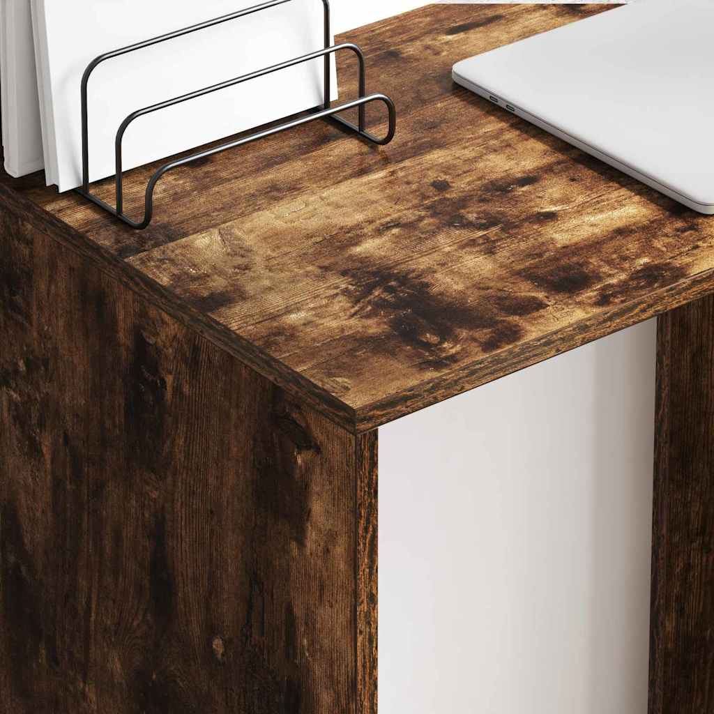 vidaXL Desk Smoked Oak Engineered Wood 78.5 x 37 x 154.5 cm 4