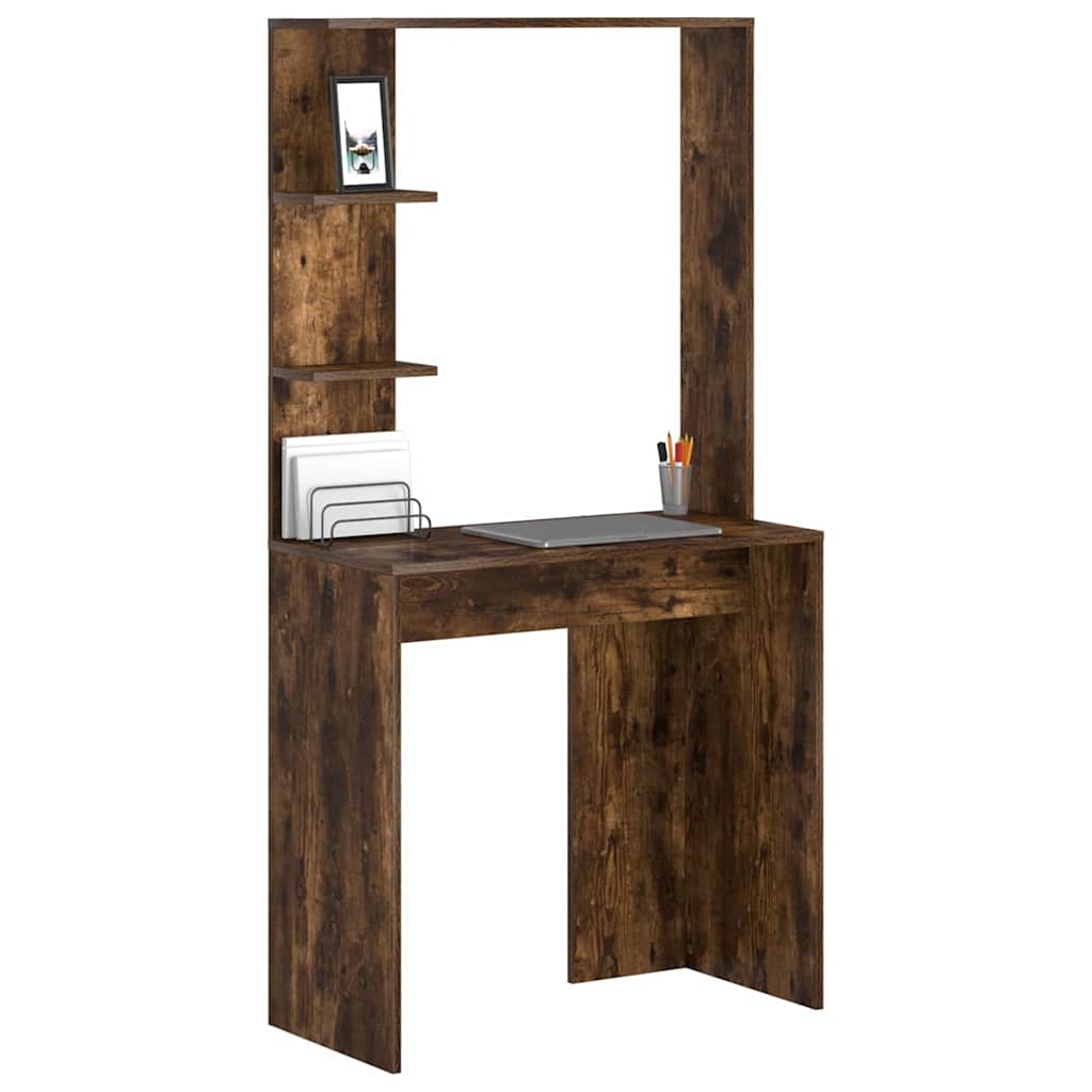 vidaXL Desk Smoked Oak Engineered Wood 78.5 x 37 x 154.5 cm 3