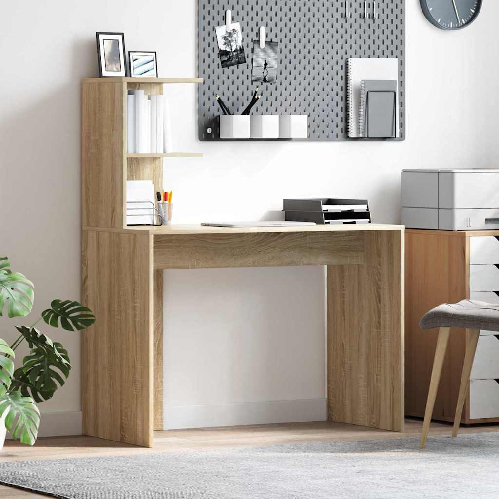 vidaXL Desk Sonoma Oak 102 x 50 x 124 cm Engineered Wood 1
