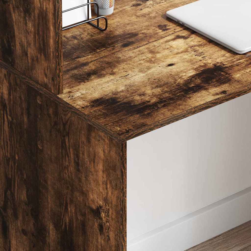 vidaXL Desk Smoked Oak 102 x 50 x 124 cm Engineered Wood 4