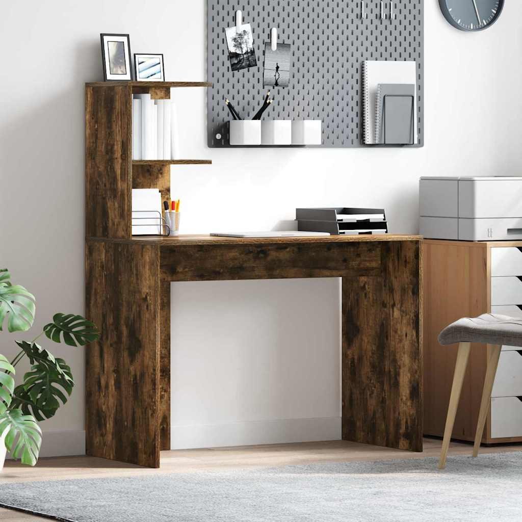 vidaXL Desk Smoked Oak 102 x 50 x 124 cm Engineered Wood 1