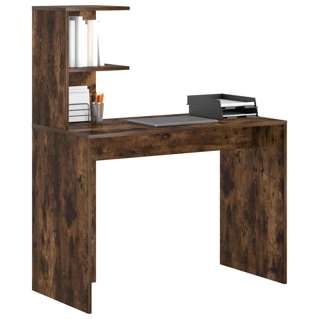 vidaXL Desk Smoked Oak 102 x 50 x 124 cm Engineered Wood 3
