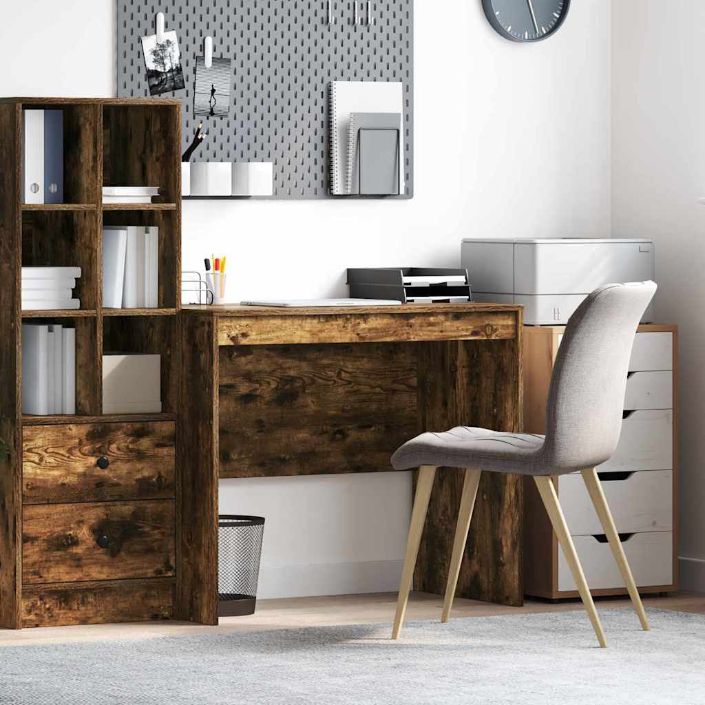 vidaXL Desk Smoked Oak 90 x 50 x 76 cm 1