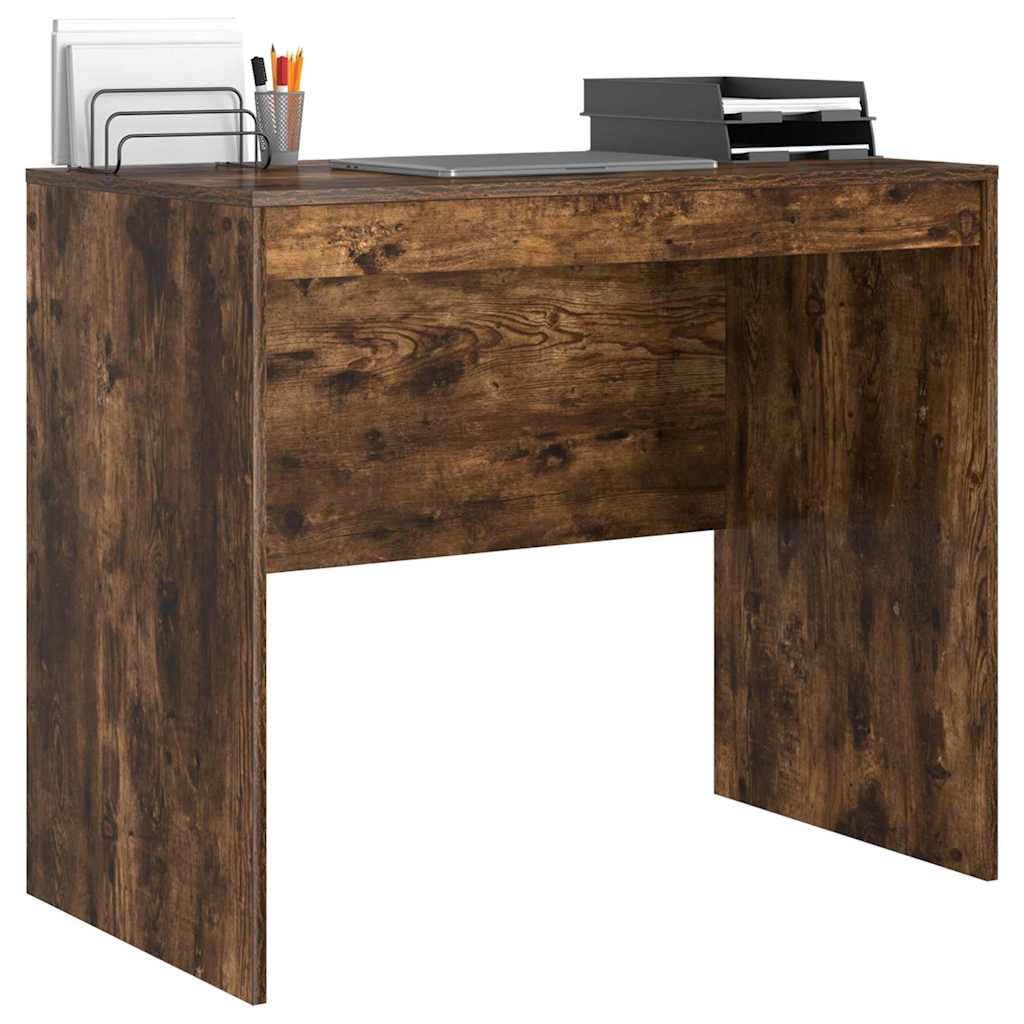 vidaXL Desk Smoked Oak 90 x 50 x 76 cm 3