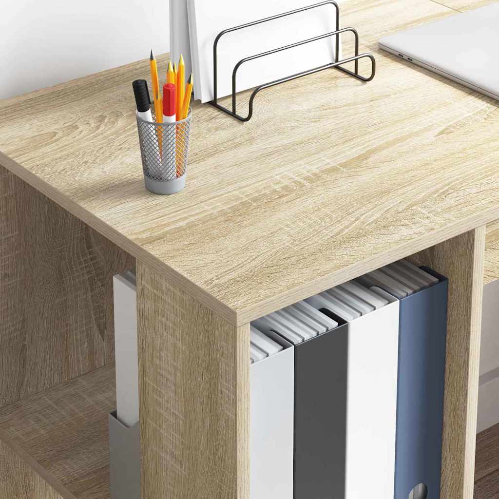 vidaXL Desk Sonoma Oak Engineered Wood 130 x 50.5 x 75 cm 4