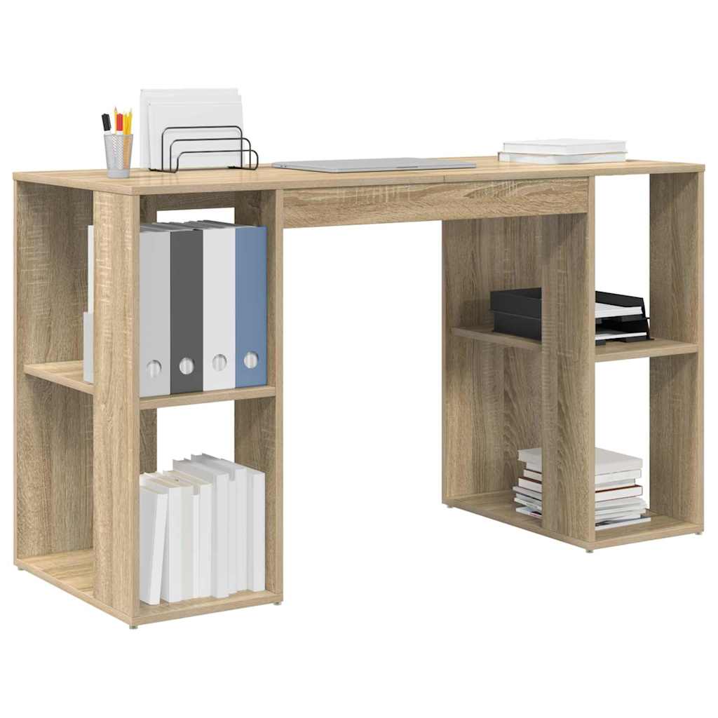vidaXL Desk Sonoma Oak Engineered Wood 130 x 50.5 x 75 cm 3