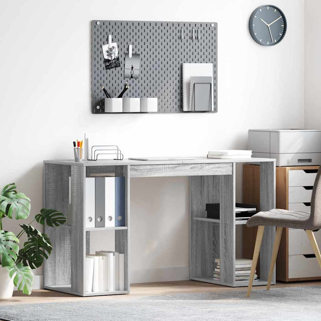 vidaXL Desk Grey Sonoma Engineered Wood 130 x 50.5 x 75 cm 1