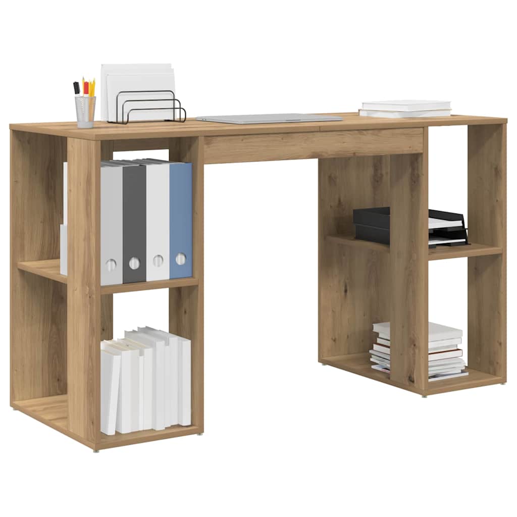 vidaXL Desk Artisan Oak Engineered Wood 130 x 50.5 x 75 cm 3