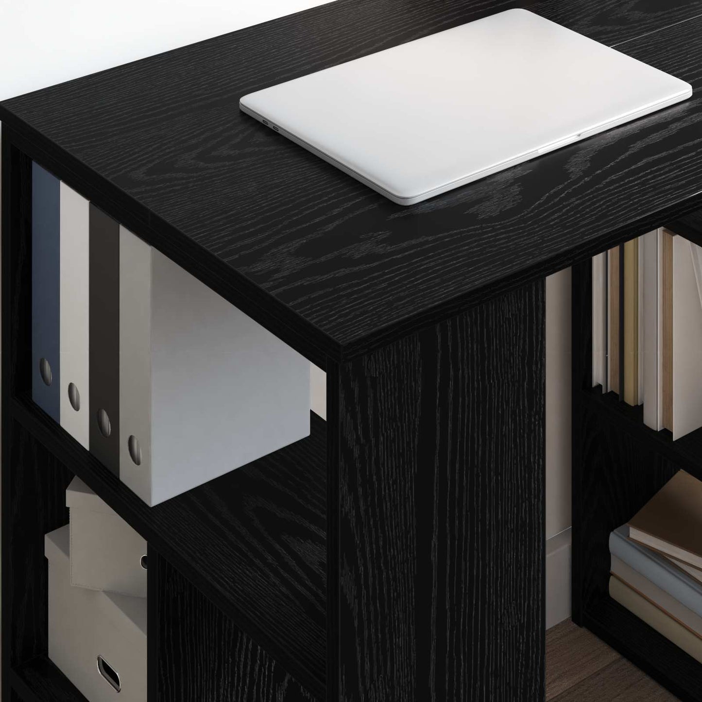 vidaXL Desk Black Oak Engineered Wood 90 x 50 x 75 cm 4