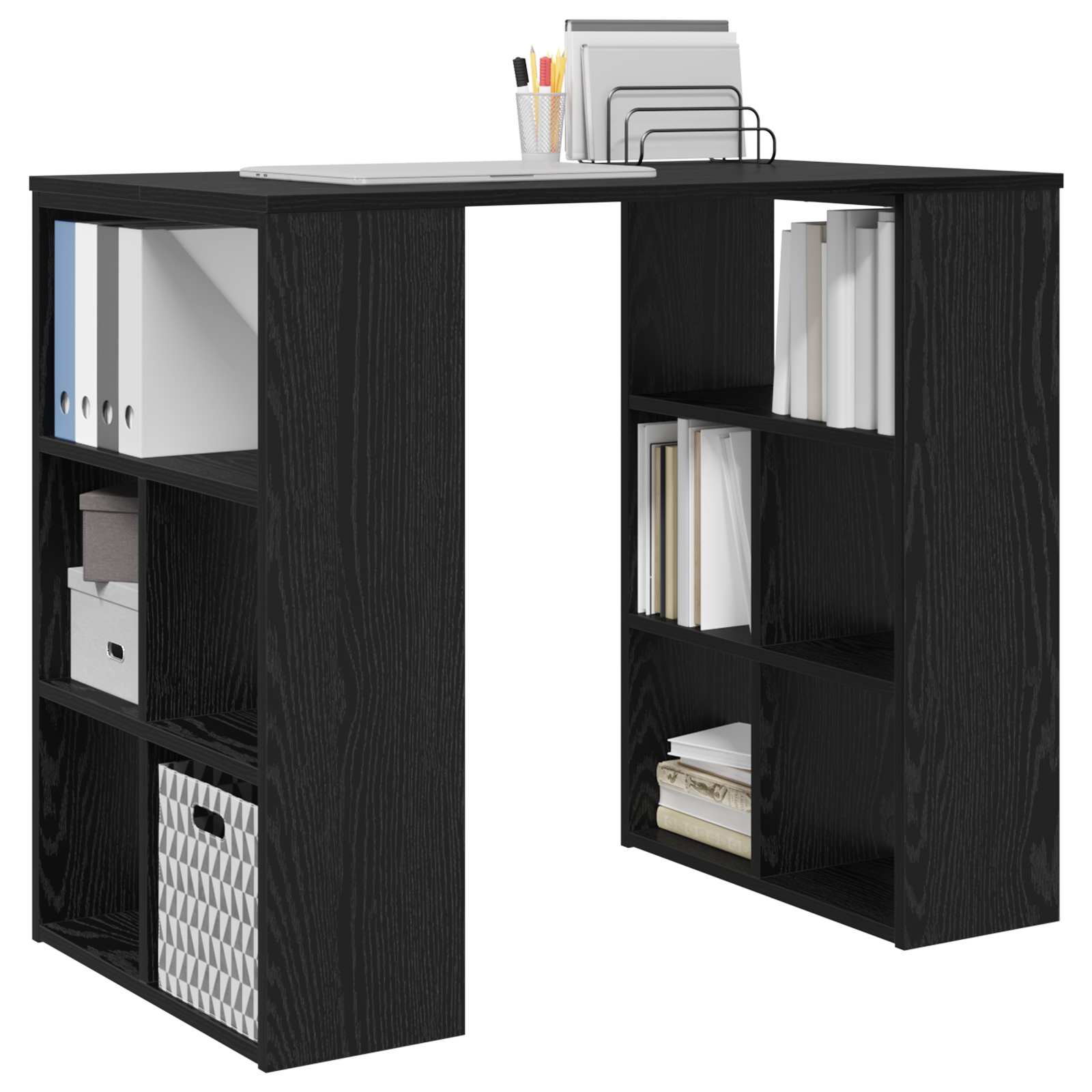 vidaXL Desk Black Oak Engineered Wood 90 x 50 x 75 cm 3