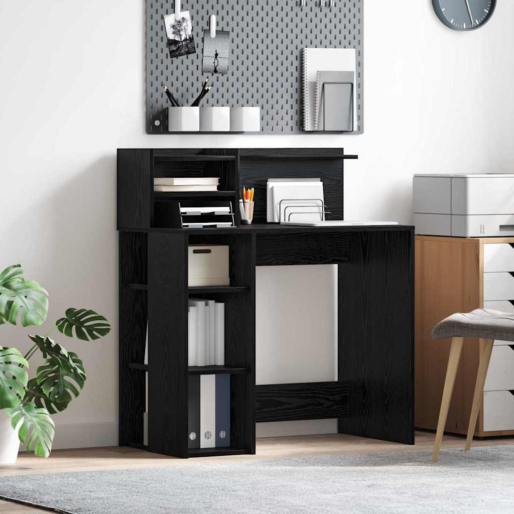 vidaXL Desk Black Oak Engineered Wood 90 x 48 x 101.5 cm 1