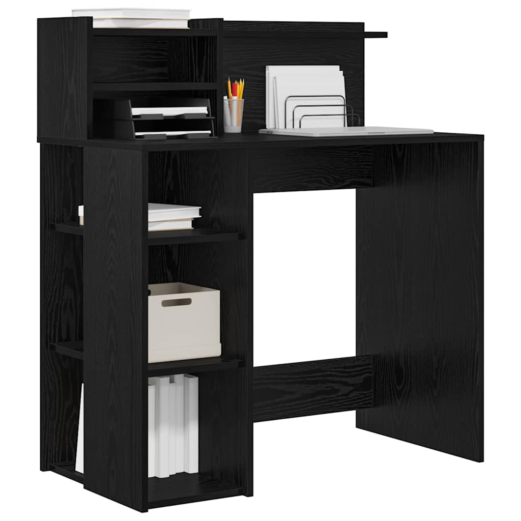 vidaXL Desk Black Oak Engineered Wood 90 x 48 x 101.5 cm 3