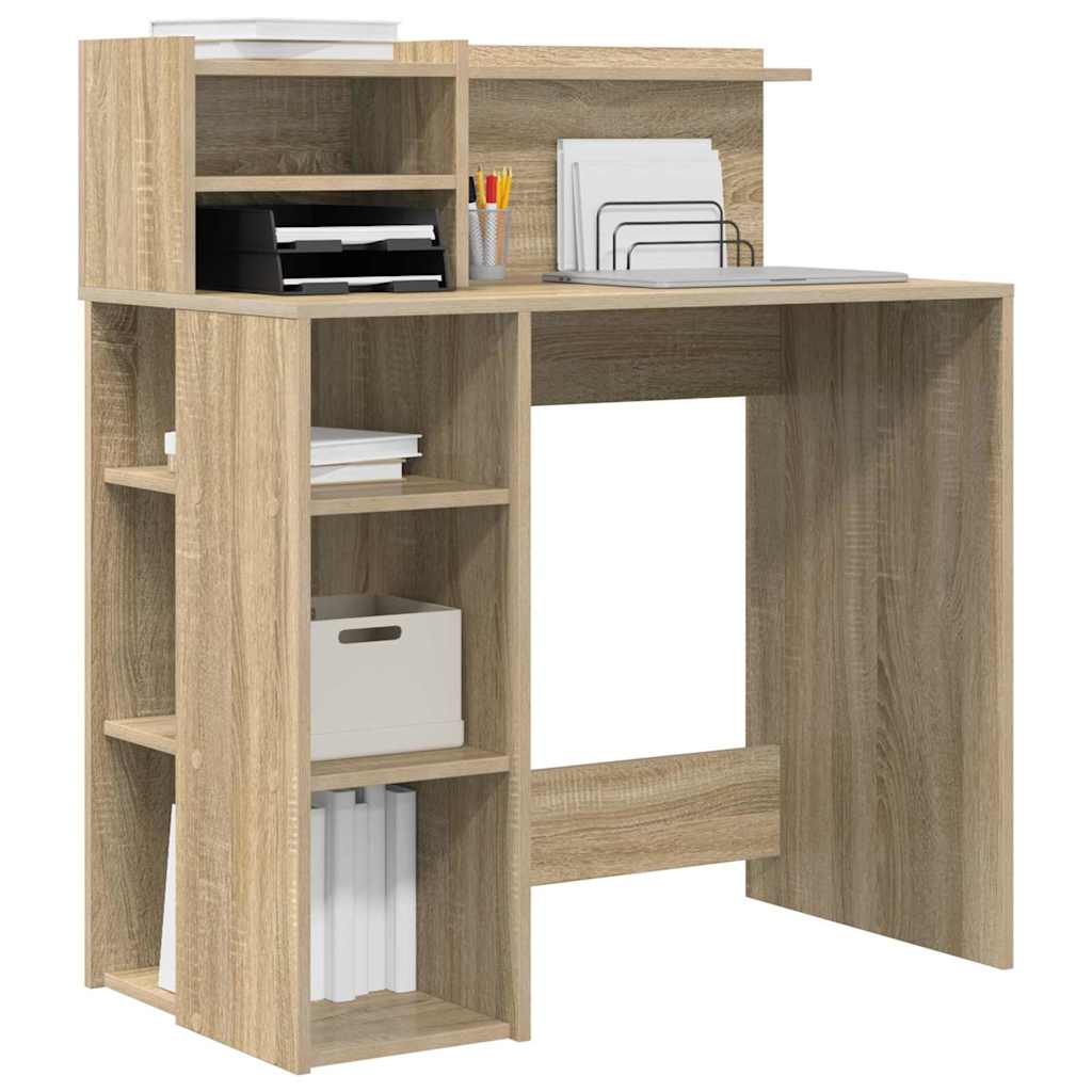 vidaXL Desk Sonoma Oak Engineered Wood 90 x 48 x 101.5 cm 3