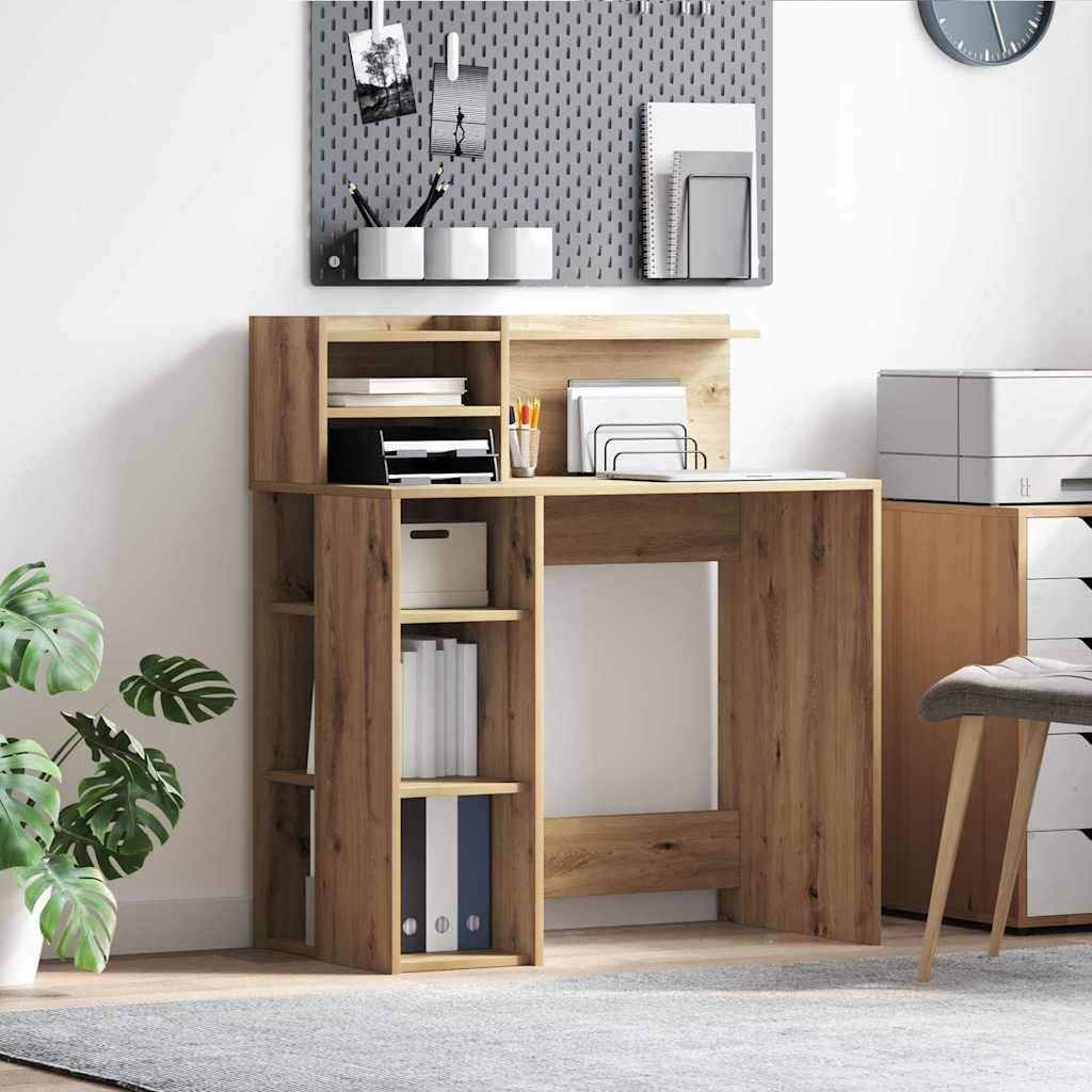vidaXL Desk Artisan Oak Engineered Wood 90 x 48 x 101.5 cm 1