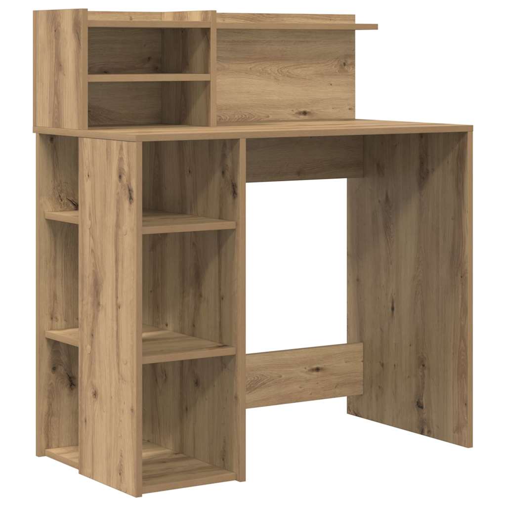 vidaXL Desk Artisan Oak Engineered Wood 90 x 48 x 101.5 cm 2