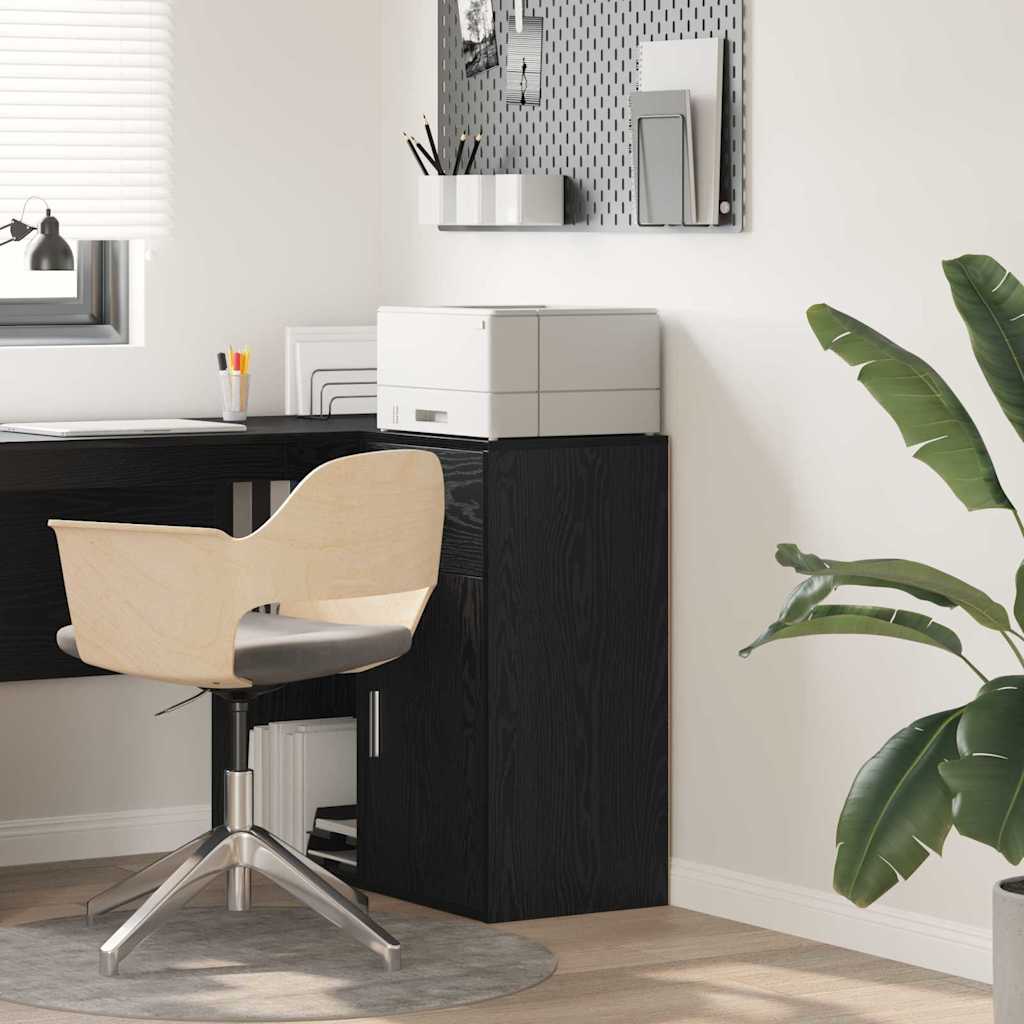 vidaXL Sideboard with Drawer Black Oak 38 x 34 x 75 cm 1