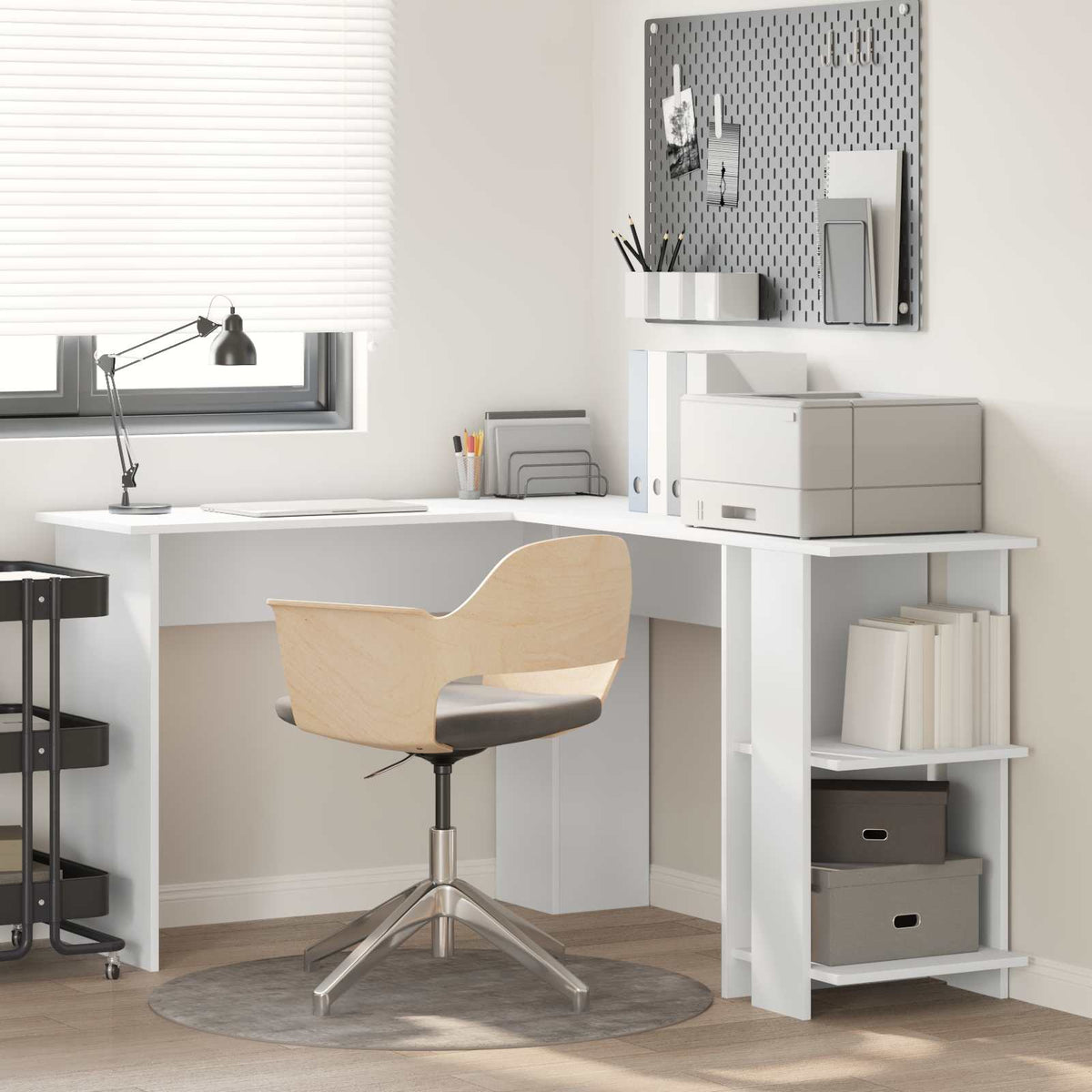 Corner Desk Engineered Wood 140 x 113.5 x 75 cm White