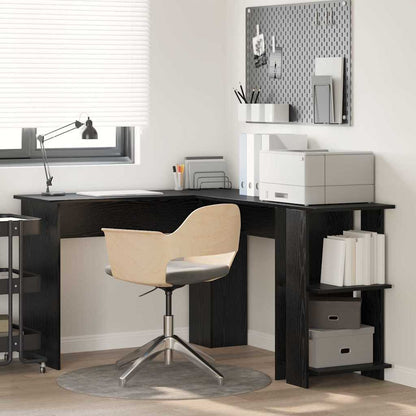 Corner Desk Engineered Wood 140 x 113.5 x 75 cm Black oak