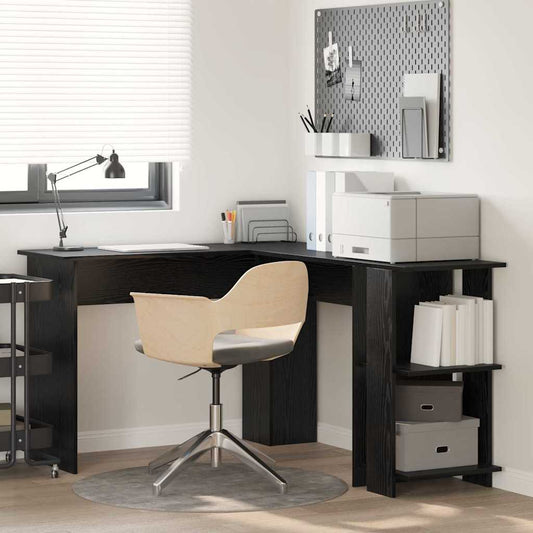 Corner Desk Engineered Wood 140 x 113.5 x 75 cm Black oak