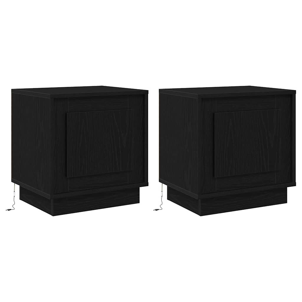 vidaXL Bedside Cabinet 2 pcs Black 44 x 34.5 x 45 cm Engineered Wood 2