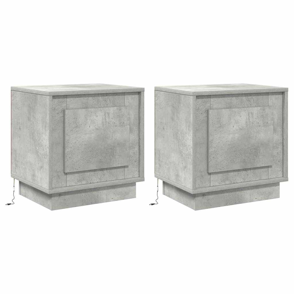 vidaXL Bedside Cabinet 2 pcs Concrete Grey 44 x 34.5 x 45 cm 2