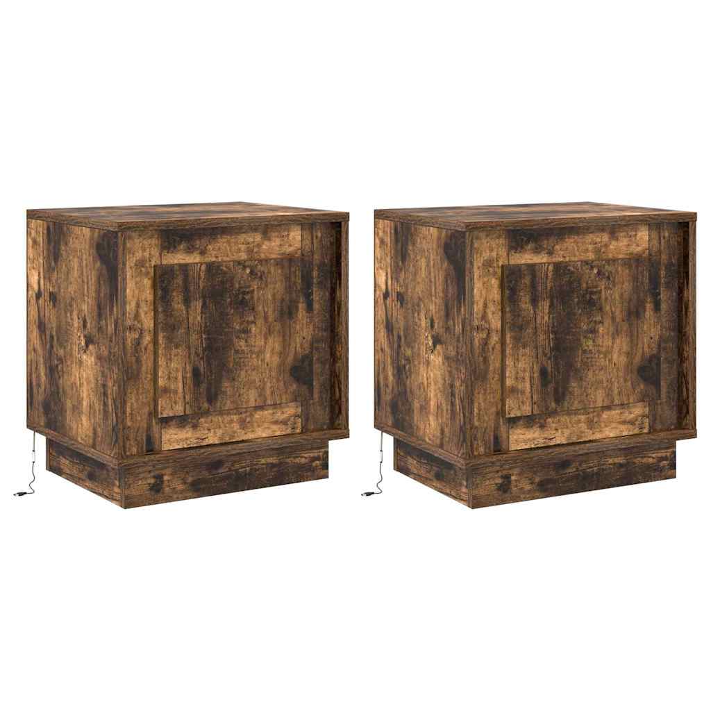vidaXL Bedside Cabinet 2 pcs Smoked Oak 44 x 34.5 x 45 cm 2