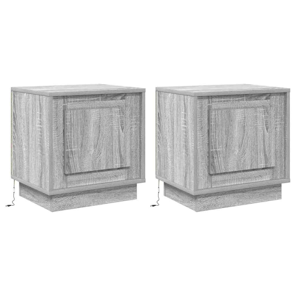 vidaXL Bedside Cabinet 2 pcs Grey 44 x 34.5 x 45 cm Engineered Wood 2