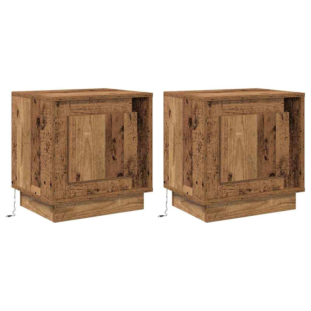 vidaXL Bedside Cabinet 2 pcs Old Wood 44 x 34.5 x 45 cm 2