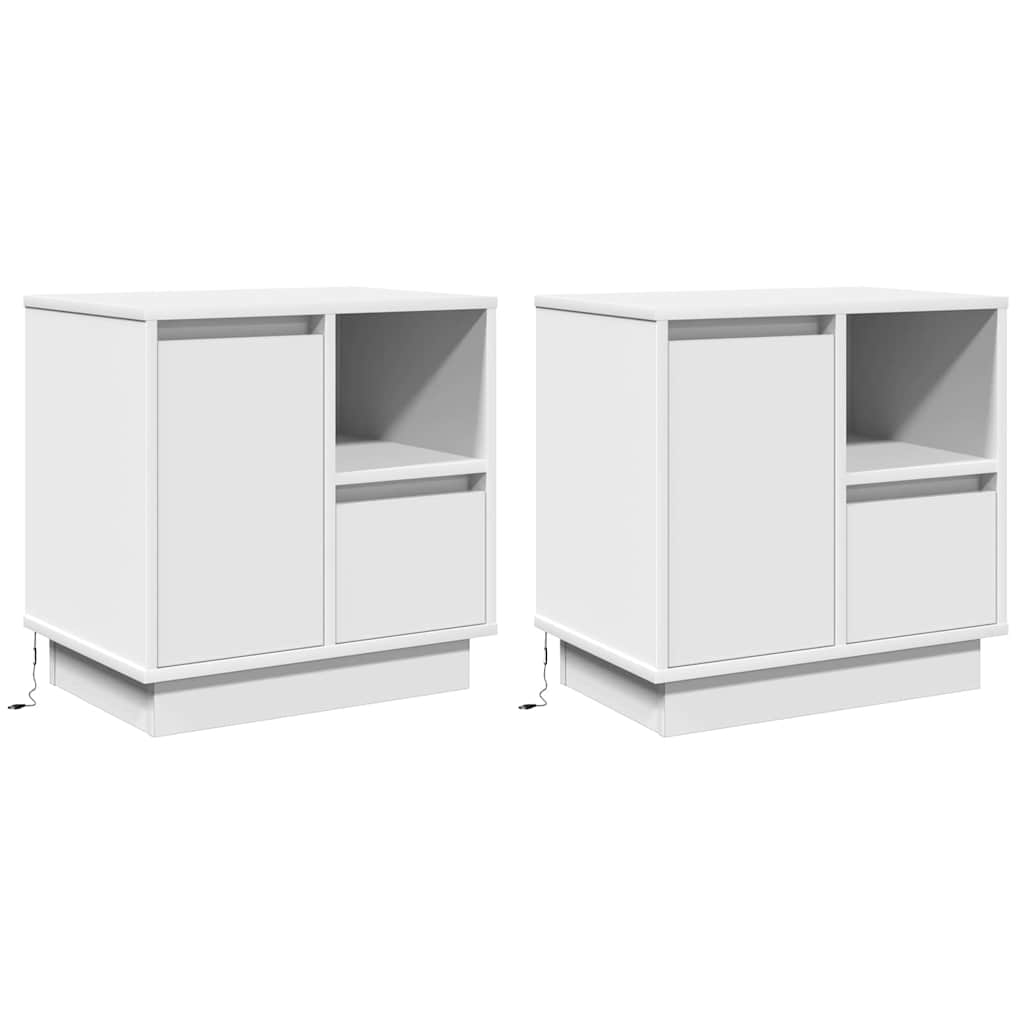 vidaXL Bedside Cabinet 2 pcs White 50 x 34.5 x 50 cm Engineered wood 2