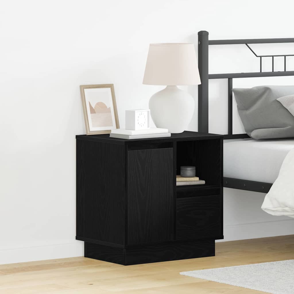 vidaXL Bedside Cabinet 2 pcs Black Oak 50 x 34.5 x 50 cm 1