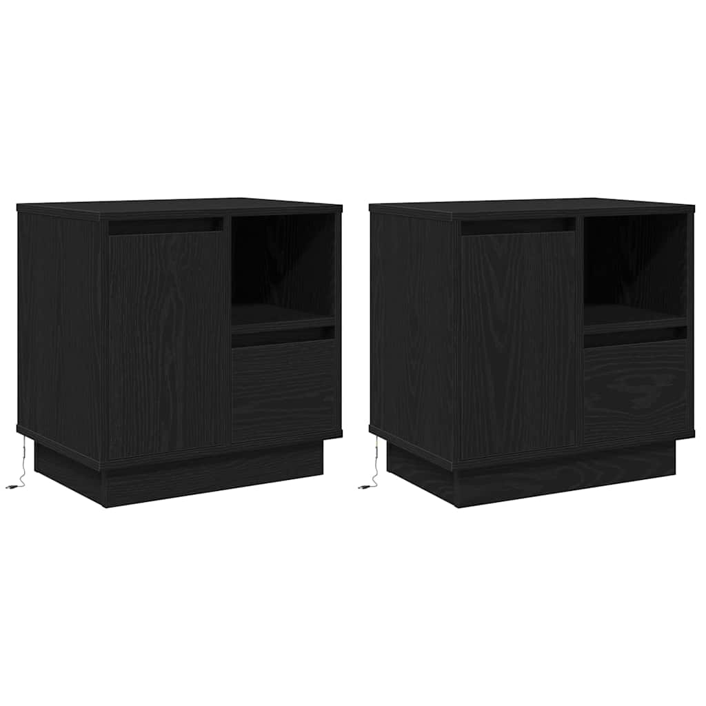 vidaXL Bedside Cabinet 2 pcs Black Oak 50 x 34.5 x 50 cm 2