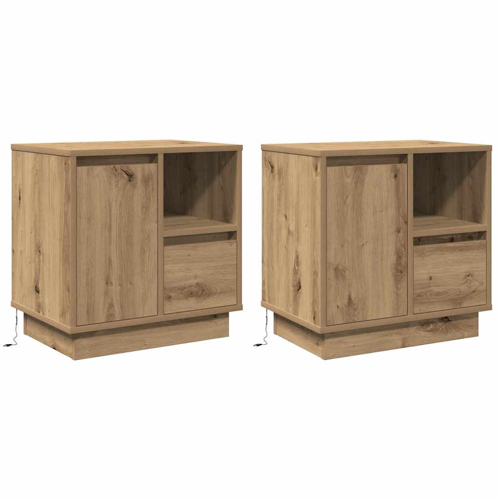 vidaXL Bedside Cabinet 2 pcs Artisan Oak 50 x 34.5 x 50 cm 1