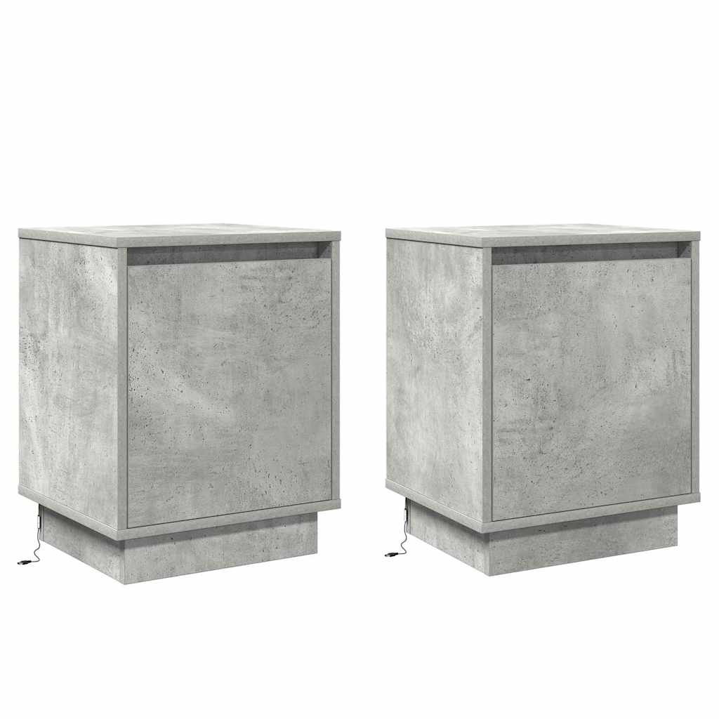 vidaXL Bedside Cabinet 2 pcs Concrete Grey 39 x 34.5 x 50 cm 2
