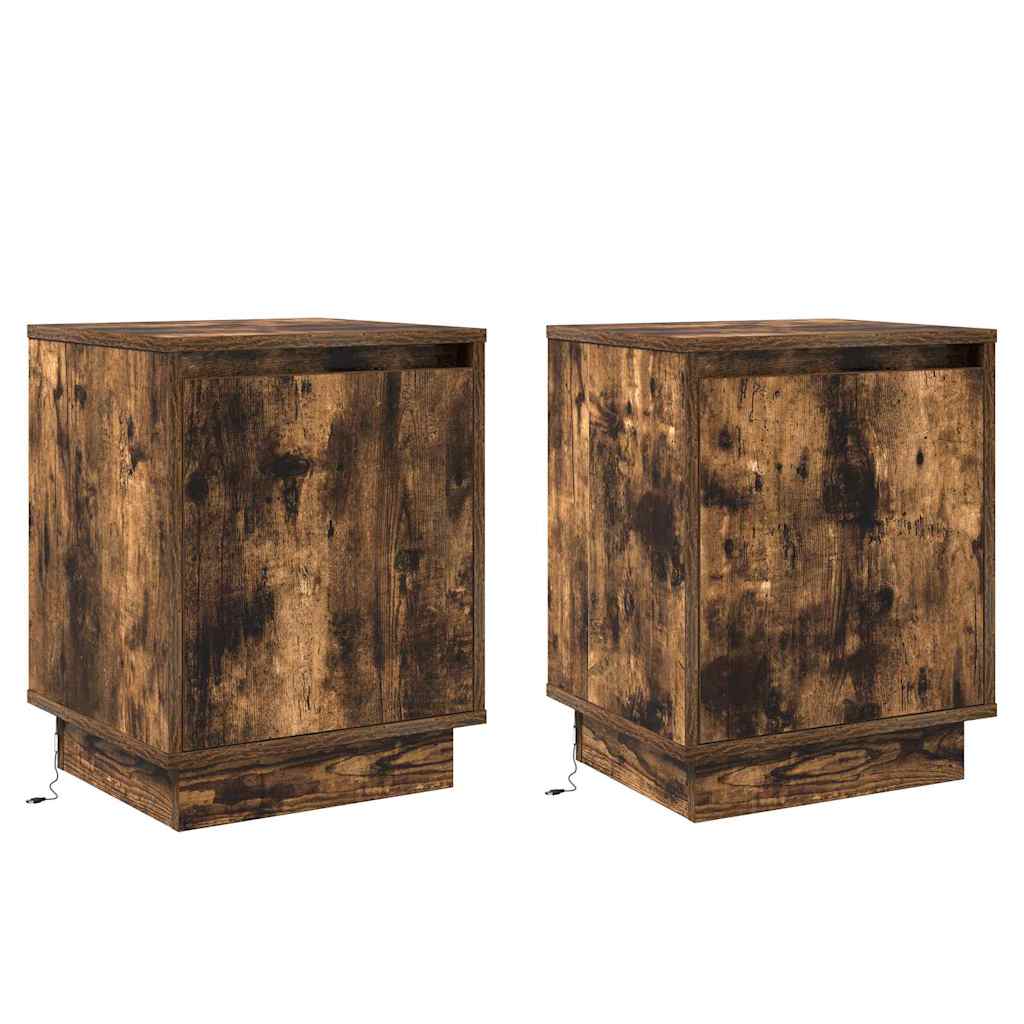 vidaXL Bedside Cabinet 2 pcs Smoked Oak 39 x 34.5 x 50 cm 2