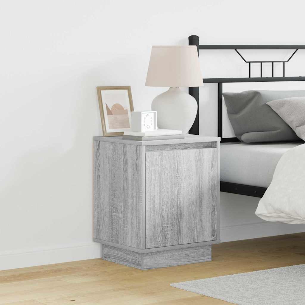 vidaXL Bedside Cabinet 2 pcs Grey 39 x 34.5 x 50 cm Engineered wood 1