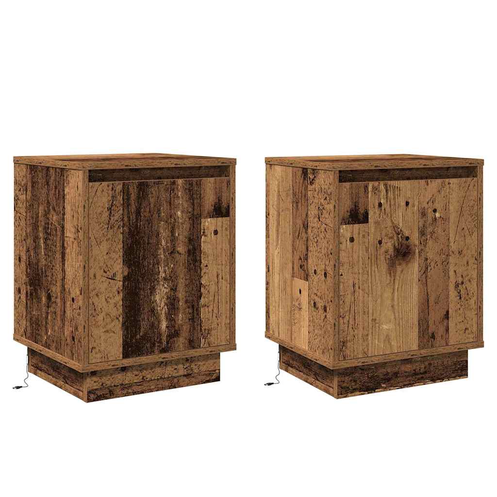 vidaXL Bedside Cabinet 2 pcs Old Wood 39 x 34.5 x 50 cm 2