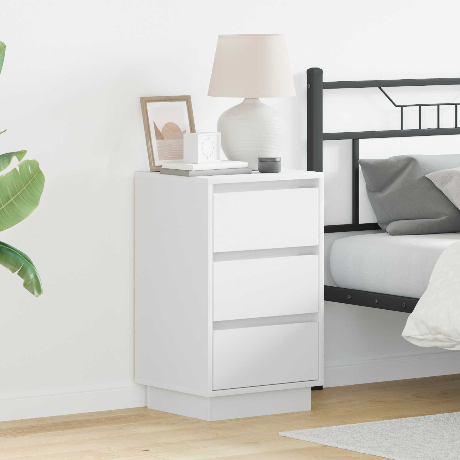 vidaXL Bedside Cabinet White 39 x 34.5 x 65 cm Engineered wood 1