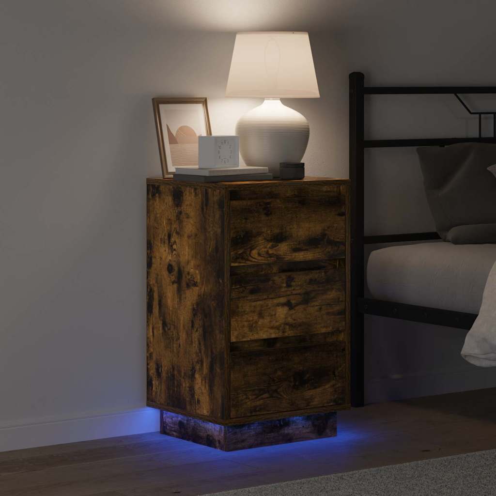 vidaXL Bedside Cabinet Smoked Oak 39 x 34.5 x 65 cm Engineered wood 4