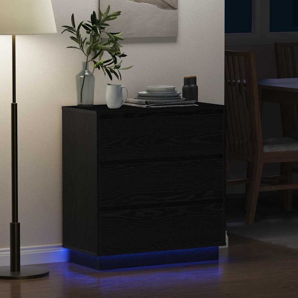 vidaXL Bedside Cabinet Black Oak 71 x 34.5 x 75 cm Engineered wood 5