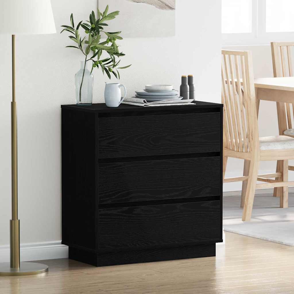 vidaXL Bedside Cabinet Black Oak 71 x 34.5 x 75 cm Engineered wood 1