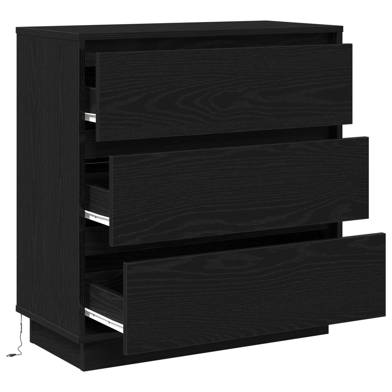 vidaXL Bedside Cabinet Black Oak 71 x 34.5 x 75 cm Engineered wood 6