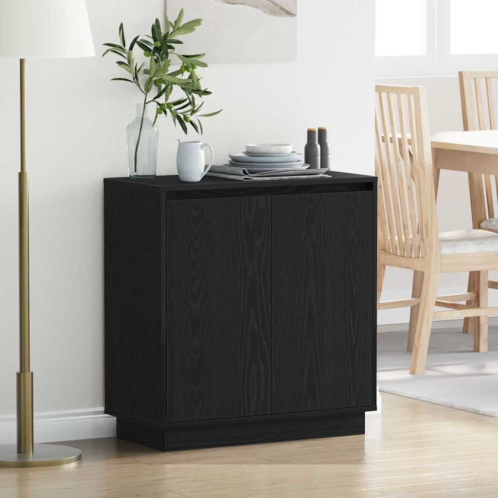 vidaXL LED Sideboard Black Oak 71 x 34.5 x 75 cm Engineered Wood 1