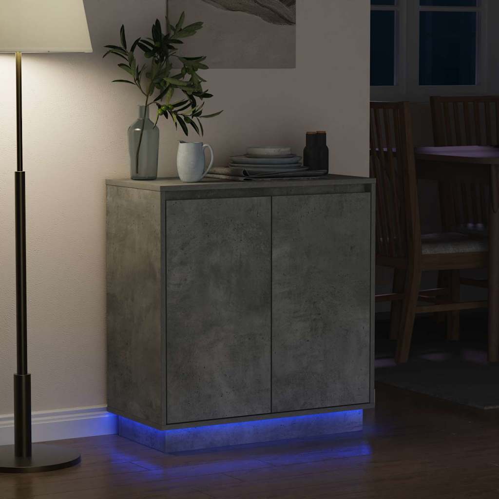 vidaXL LED Sideboard Concrete Grey 71 x 34.5 x 75 cm Engineered Wood 6