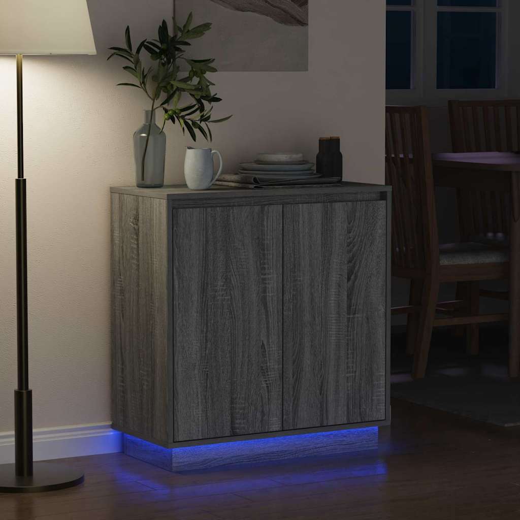 vidaXL LED Sideboard Grey Sonoma 71 x 34.5 x 75 cm Engineered Wood 6