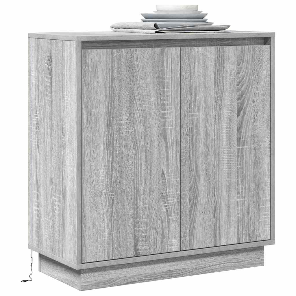 vidaXL LED Sideboard Grey Sonoma 71 x 34.5 x 75 cm Engineered Wood 3