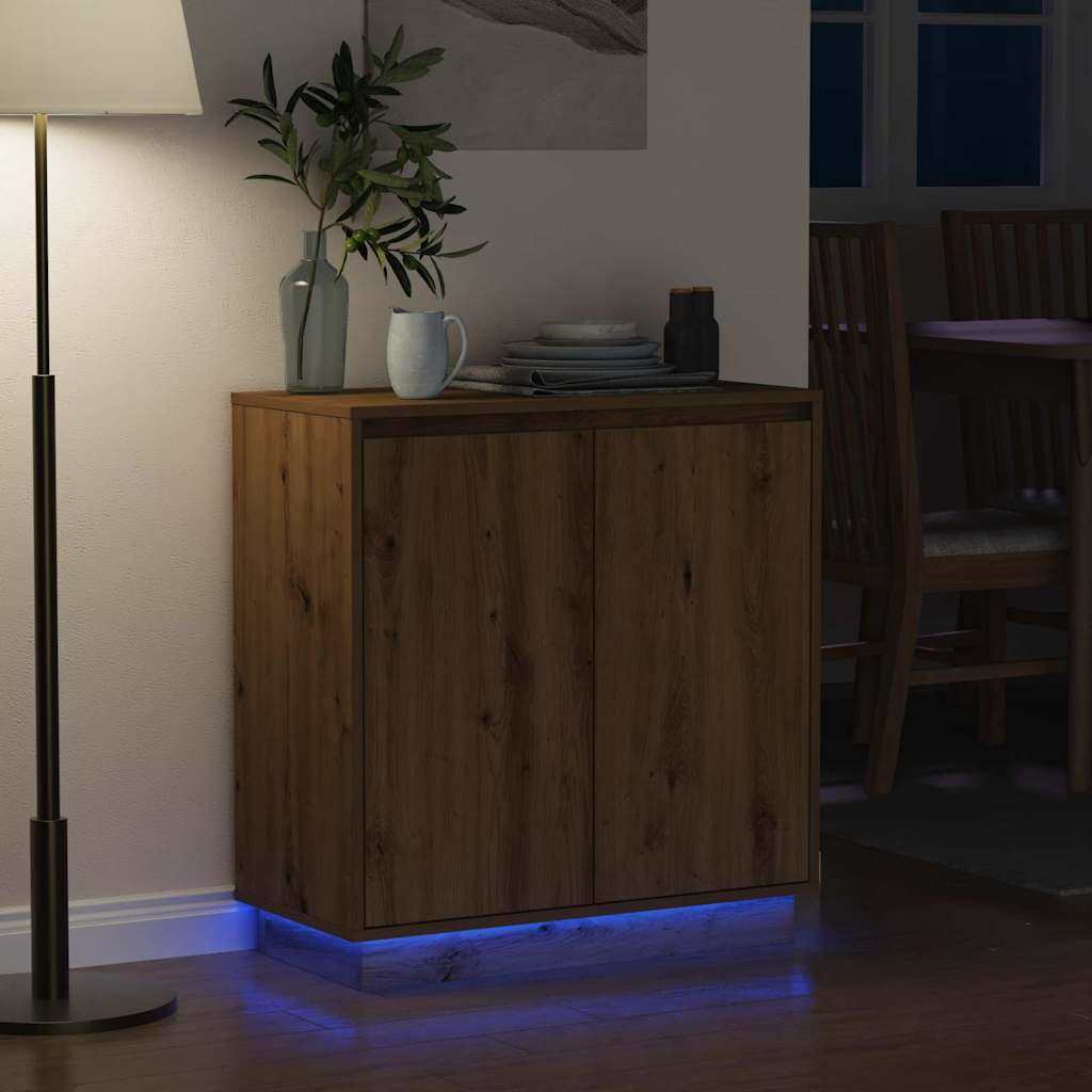 vidaXL LED Sideboard Artisan Oak 71 x 34.5 x 75 cm Engineered Wood 6